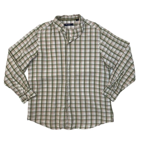 Cremieux Shirt Mens L Large Linen Blend Beige Plaid Long Sleeve Button Down - Picture 1 of 11